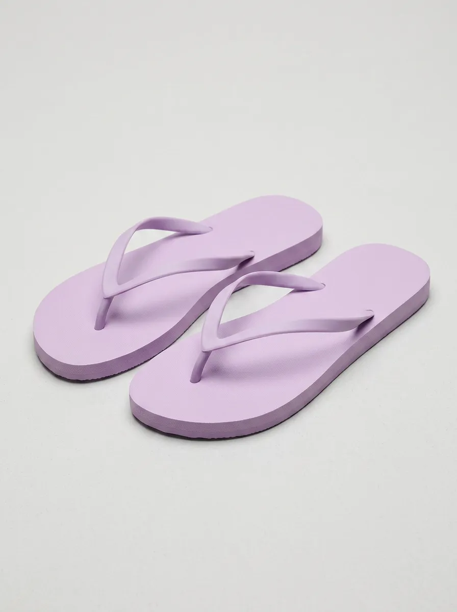 Women's Summer Beach Plain Lavender Printed Flip Flops