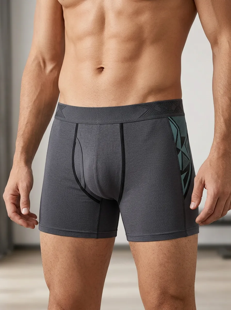 Active Geometric Athletic Modern Look Men's Boxer Briefs