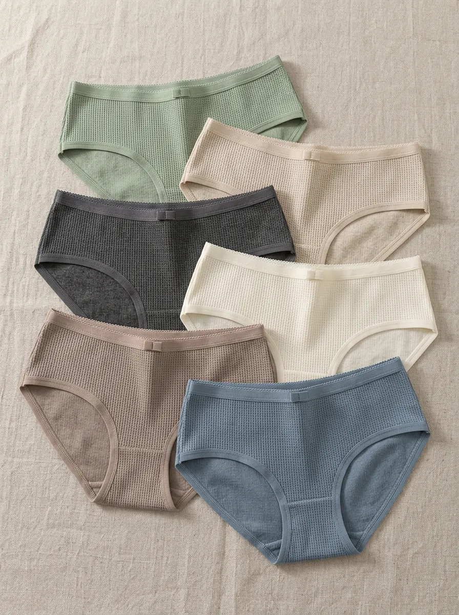 Women's Waffle-Knit Mid-Rise Briefs Set