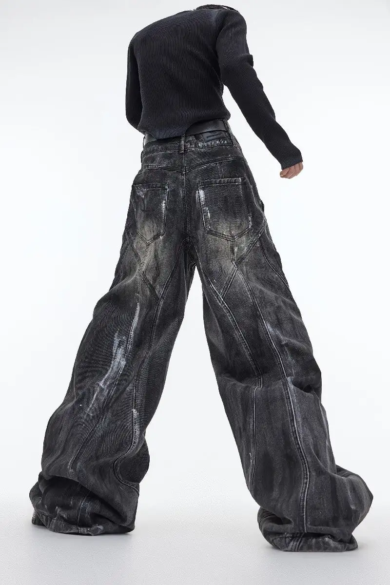 Flared Distressed Bleached Jeans