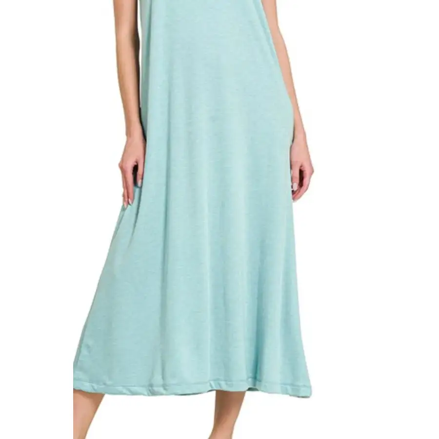Midi French Terry Twisted Strap Midi Dress