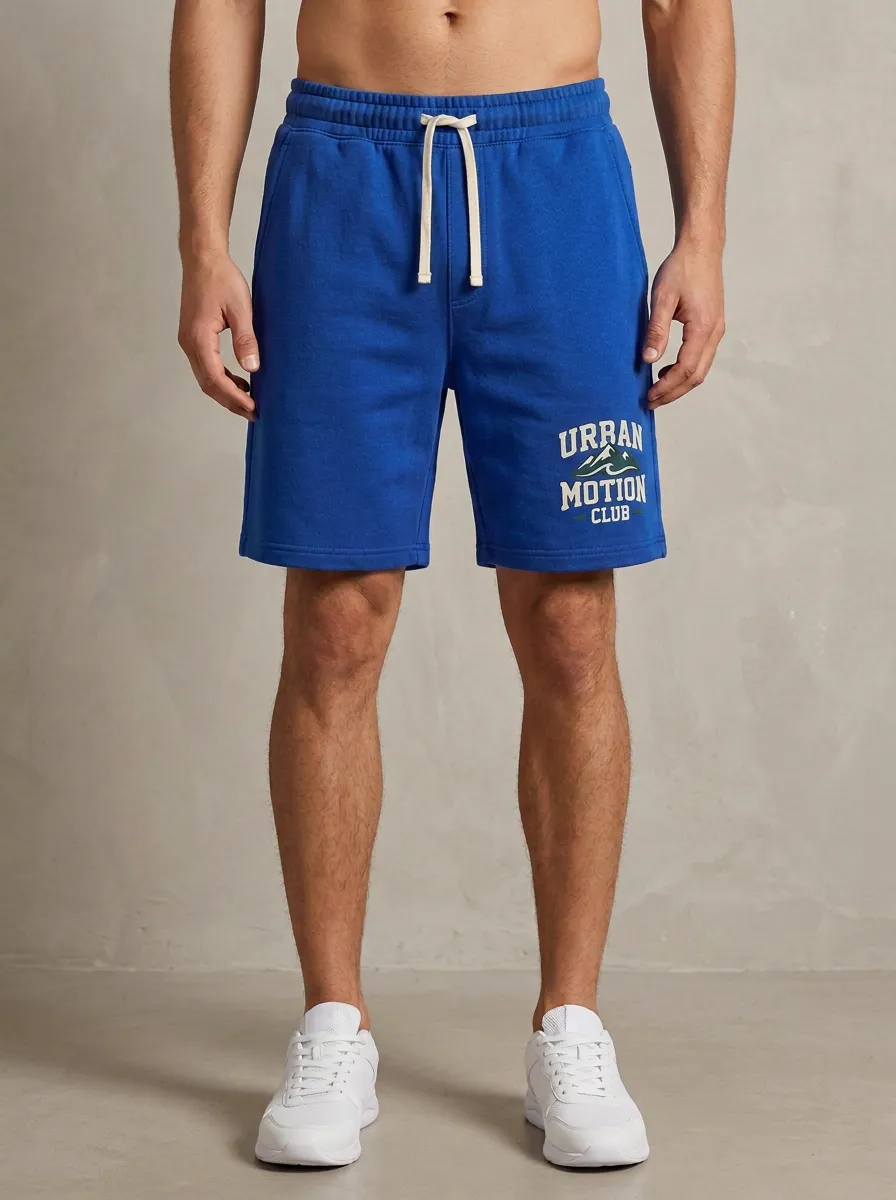 Men's Mountain Drawstring Elastic-Waist Printed Sweat Shorts
