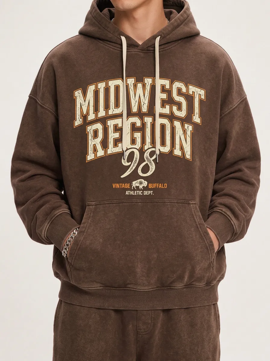 Men's Midwest Region 98 Vintage Buffalo Athletic Printed Hoodie