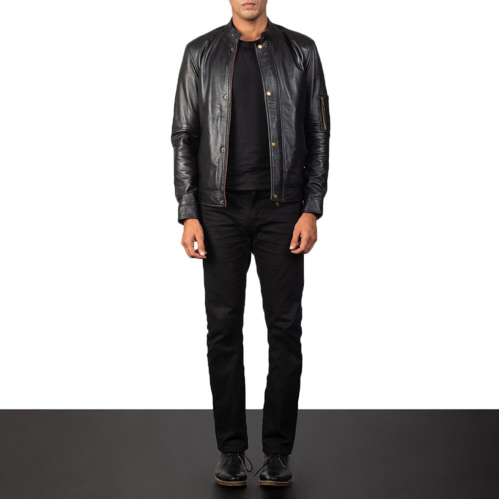 Men's Classic Utility Biker Leather Jacket