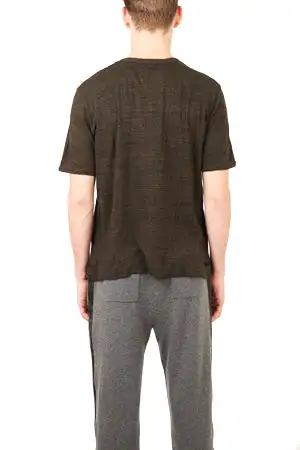 V-Neck Cotton Slit-Neck T-Shirt