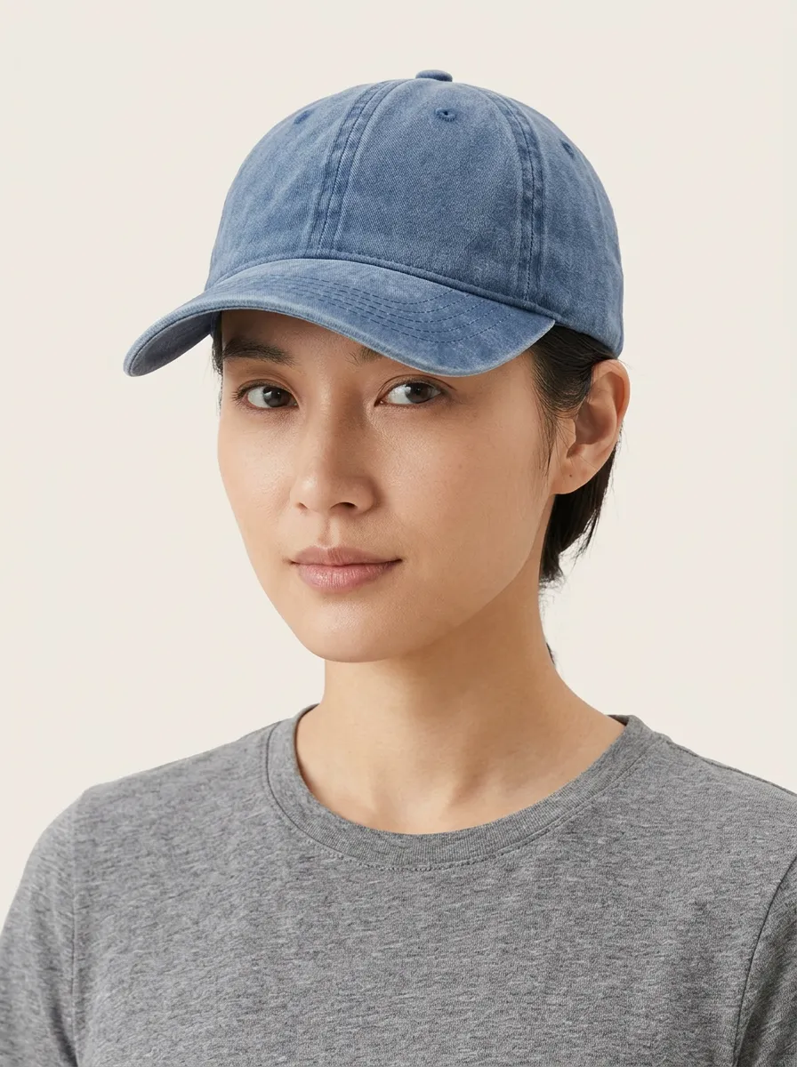 Unisex Vintage Washed Blue Denim Baseball Cap