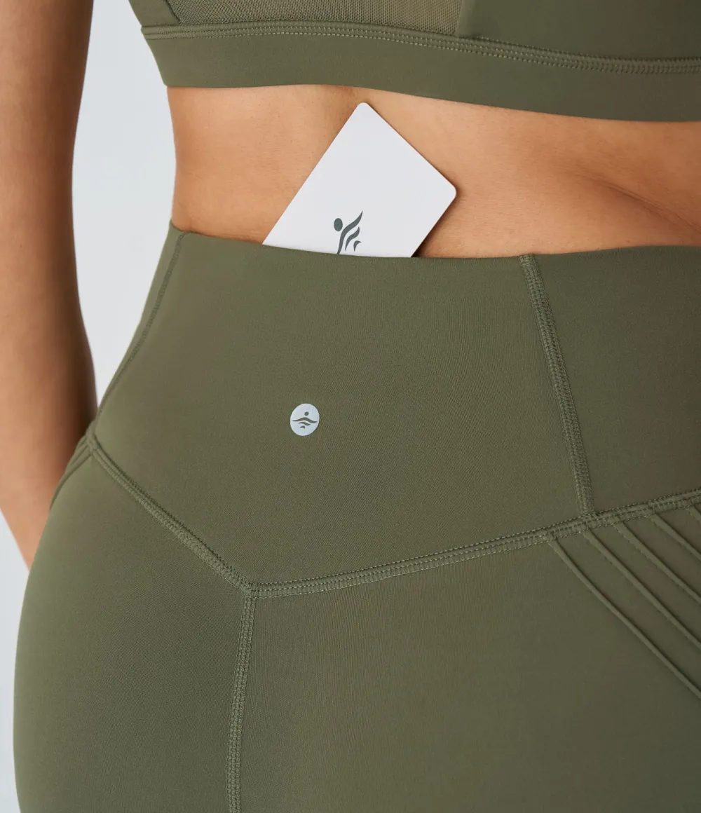Softlyzero High Waisted Back Pocket Contrast Mesh 7/8 Yoga Leggings-UPF50+