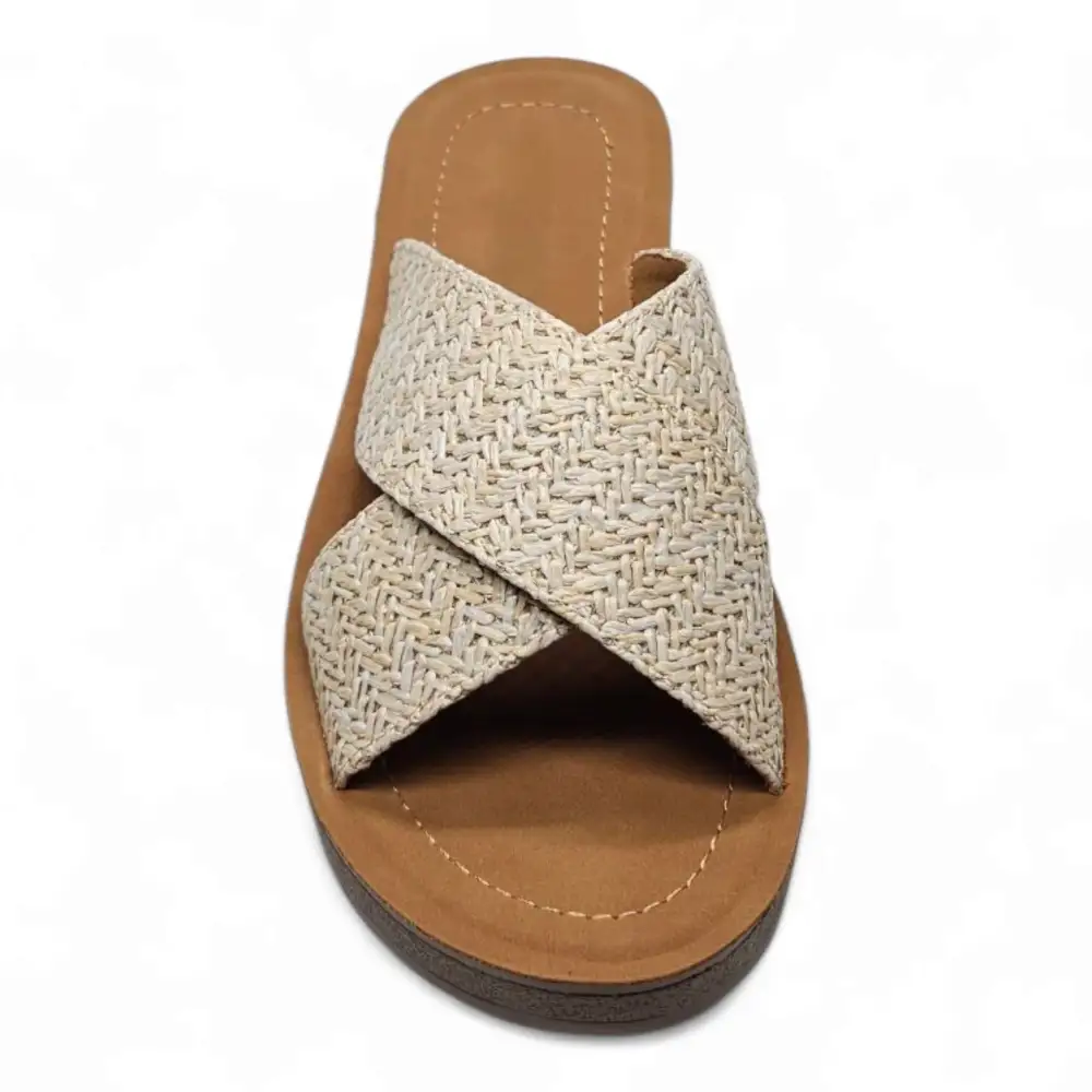 Lucy Raffia Platform Criss Cross Sandal