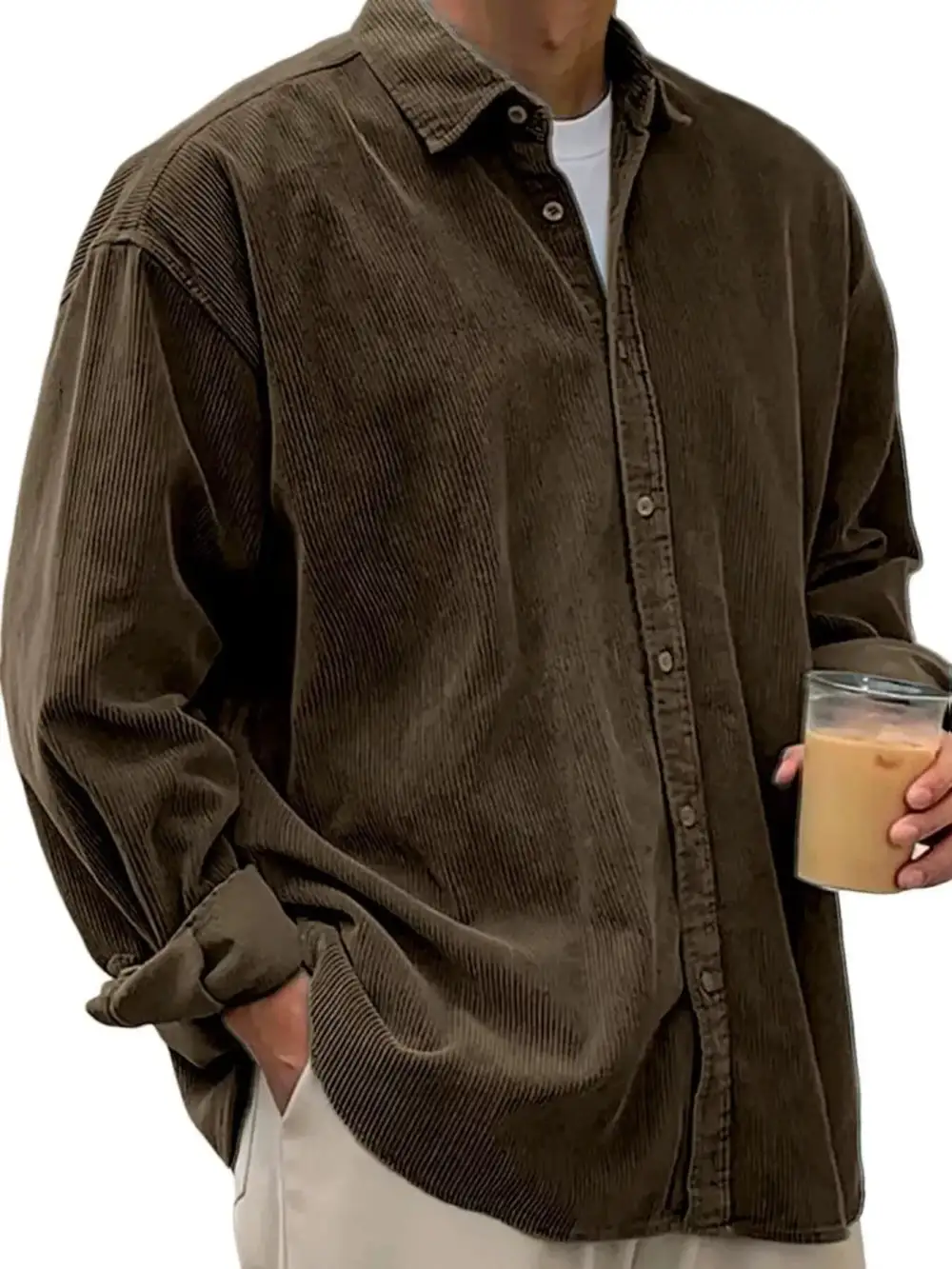 Pocket Detail Button Up Long Sleeve Shirt