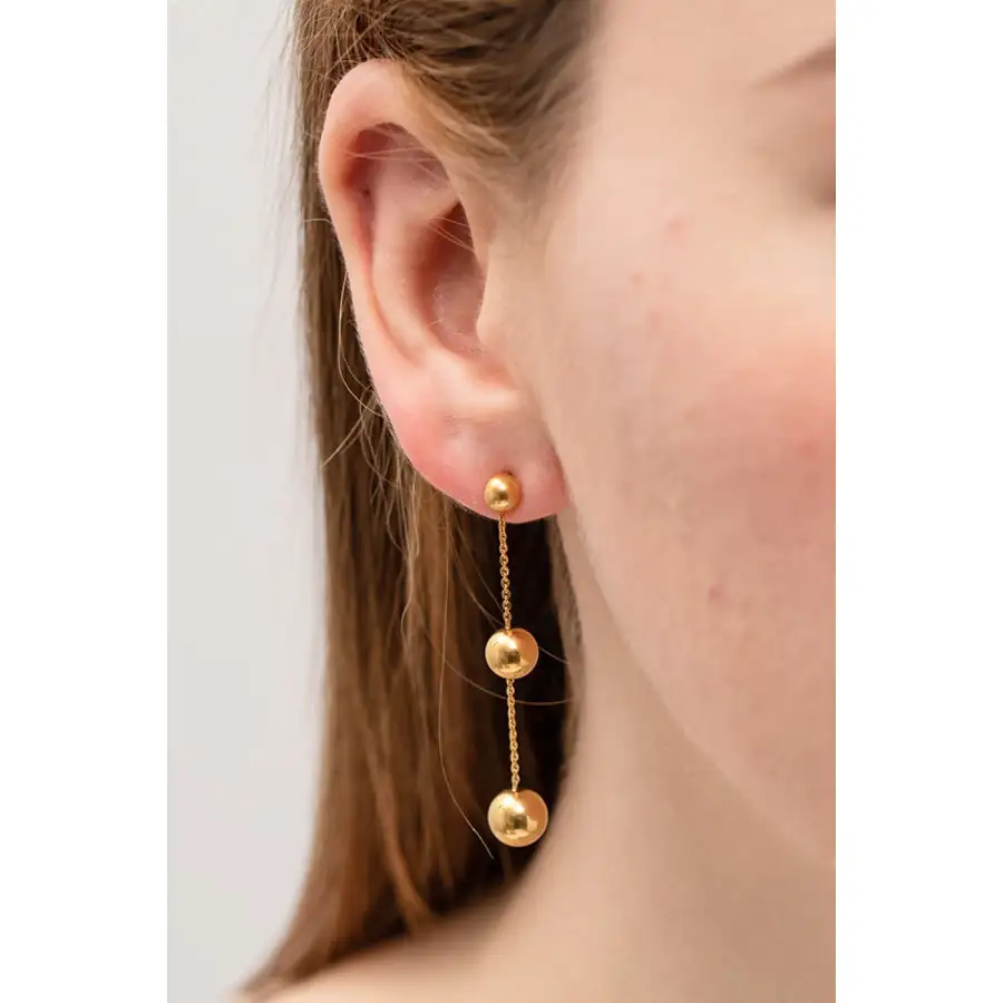 Ball Bead and Chain Stainless Steel Earrings