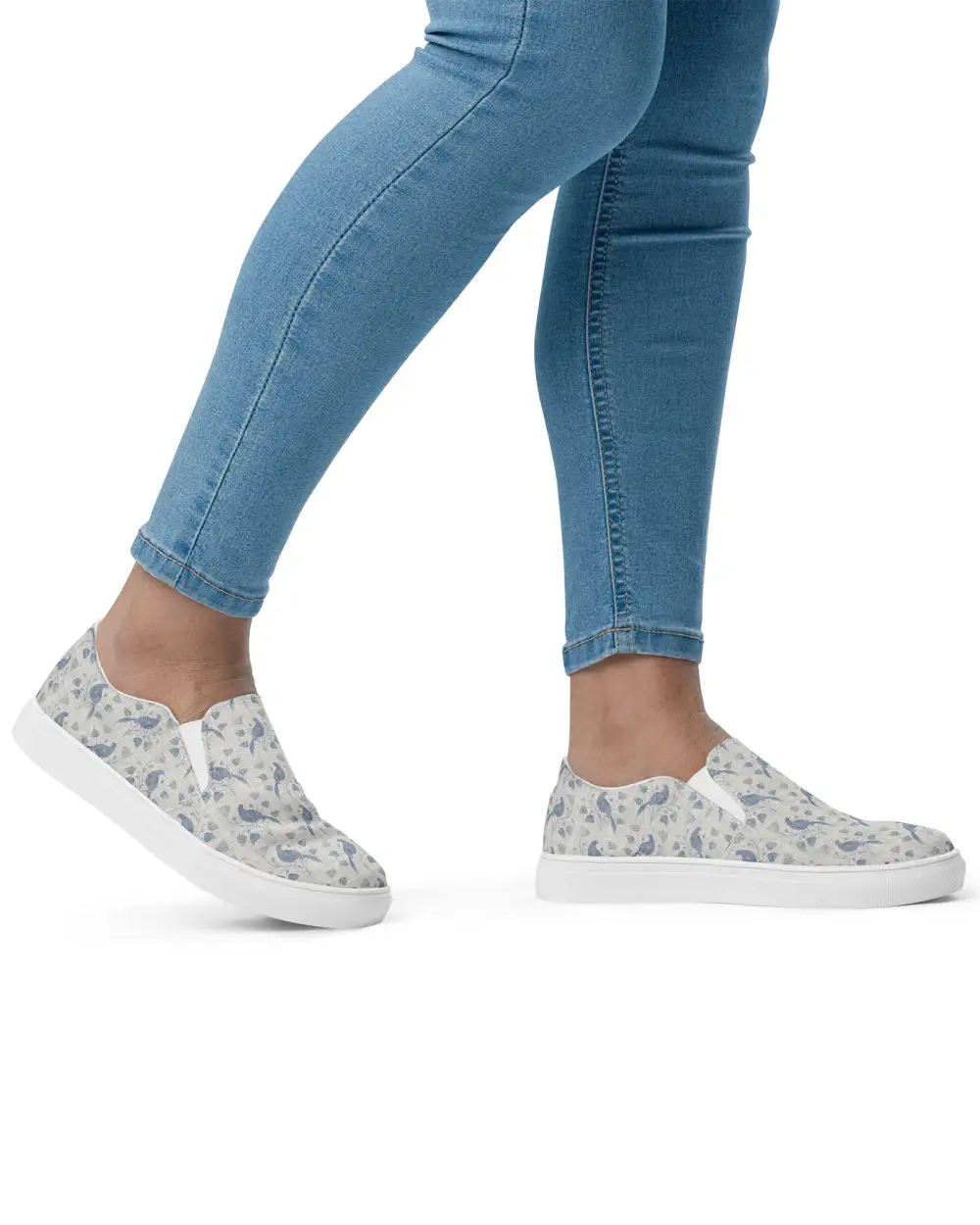Lovebird Print Slip On Shoes