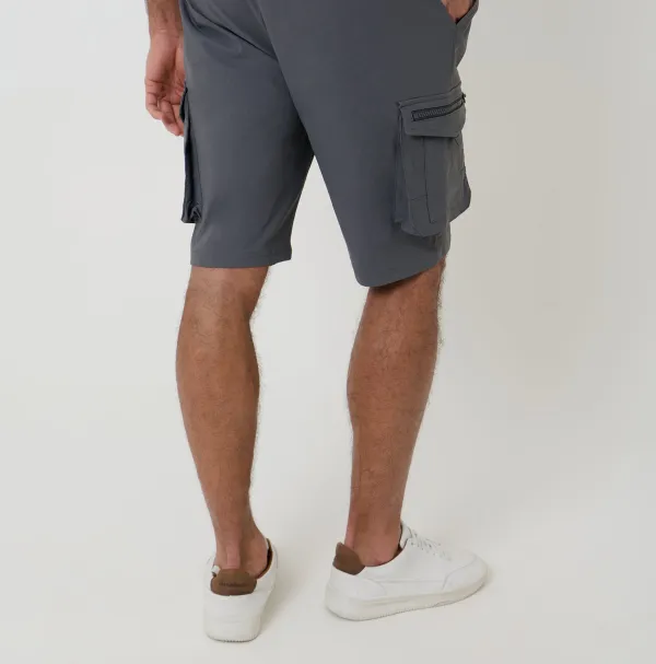 Men's Charcoal Gray Elastic-Waist Stretch Cargo Shorts