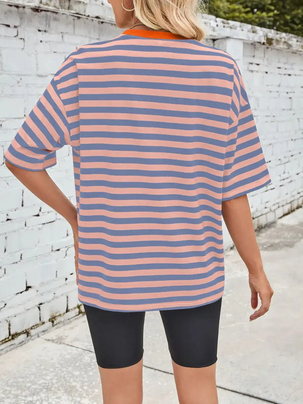 Striped Round Neck Half Sleeve T-Shirt