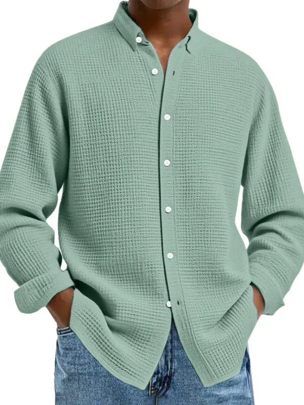 Textured Knit Button Front Shirt