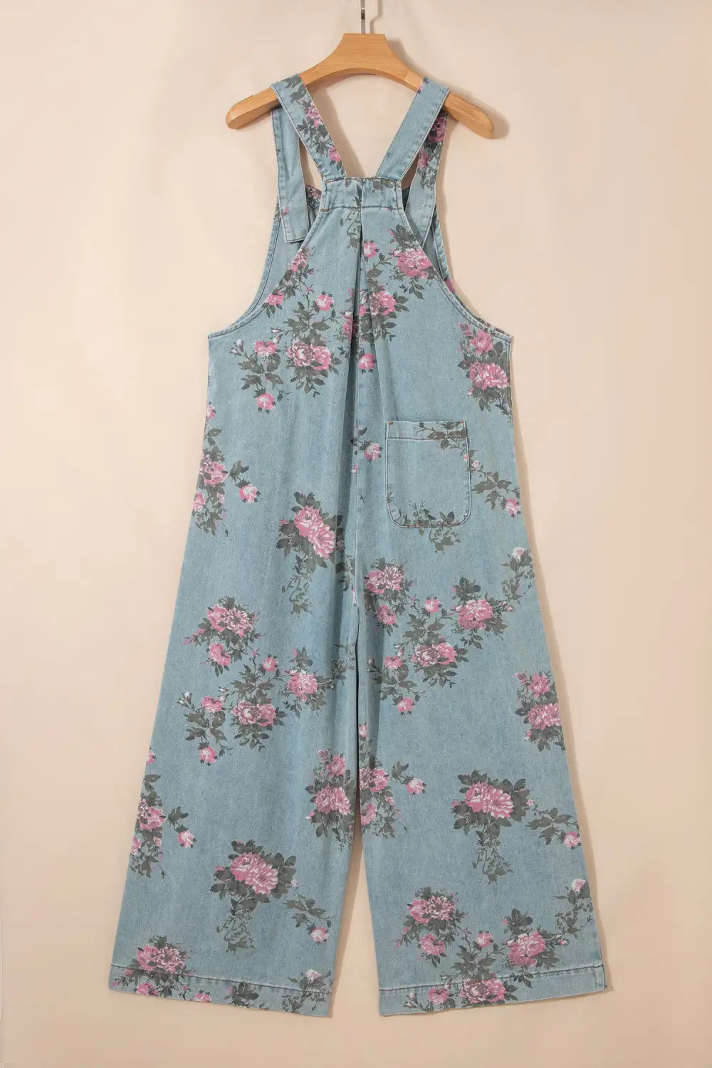 Floral Print Pleated High Waist Wide Denim Pants