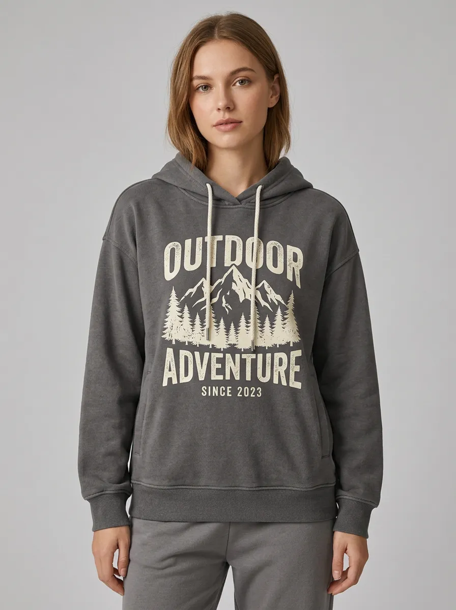 Women's Outdoor Adventure Mountain Forest Printed Hoodie