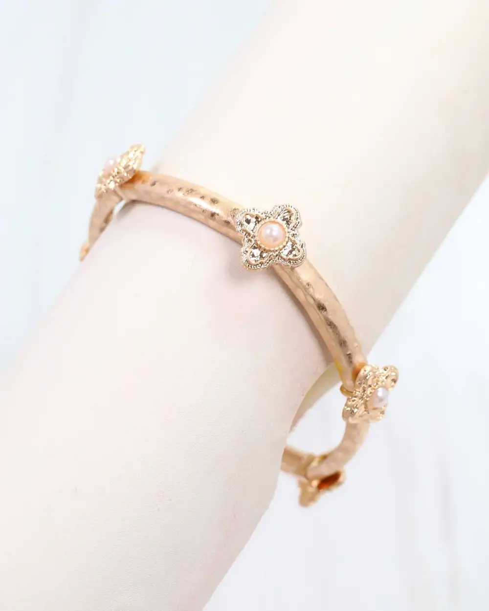 Clover Textured Hammered Bracelet