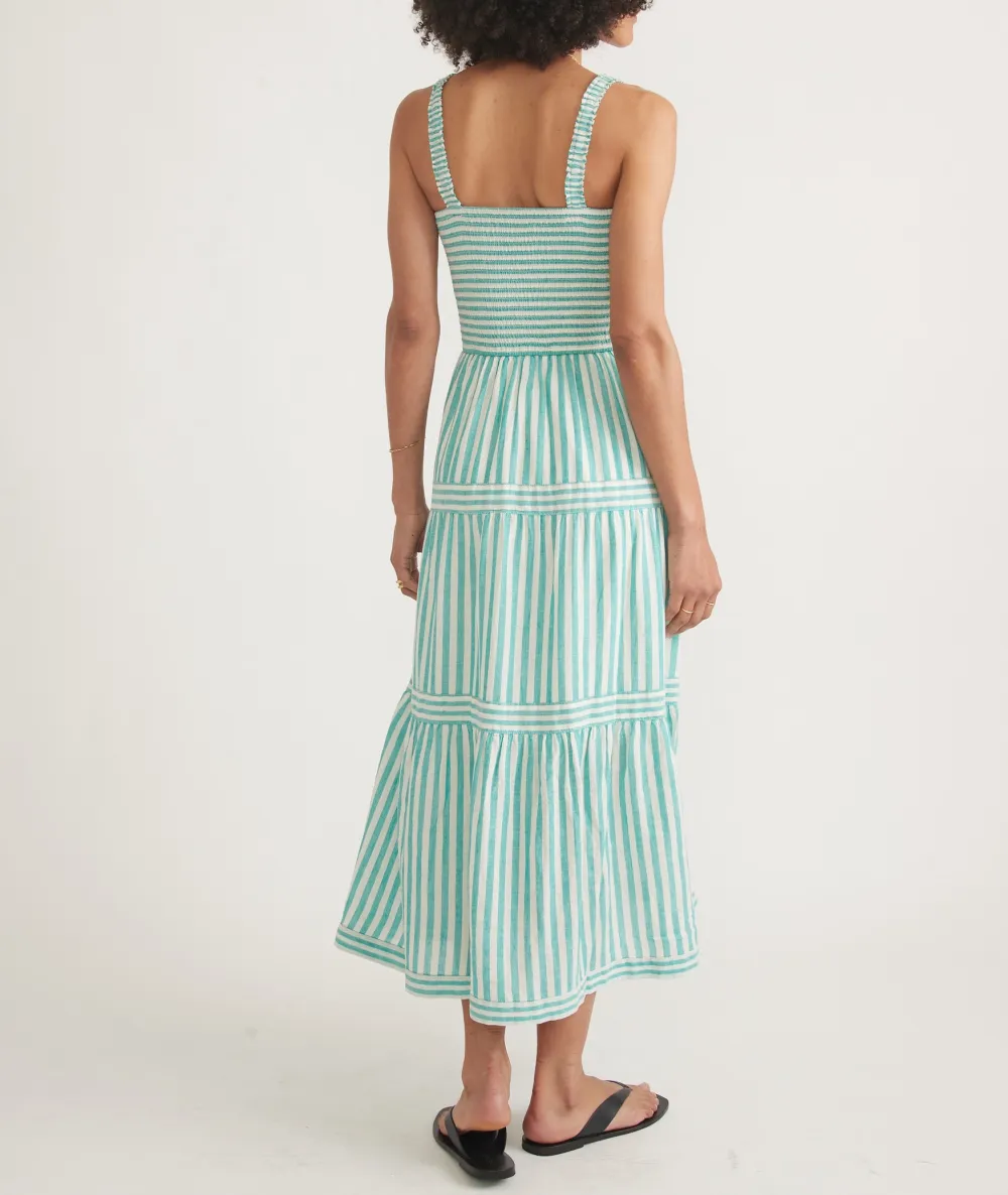 Deep Aqua Stripe Selene Maxi Dress