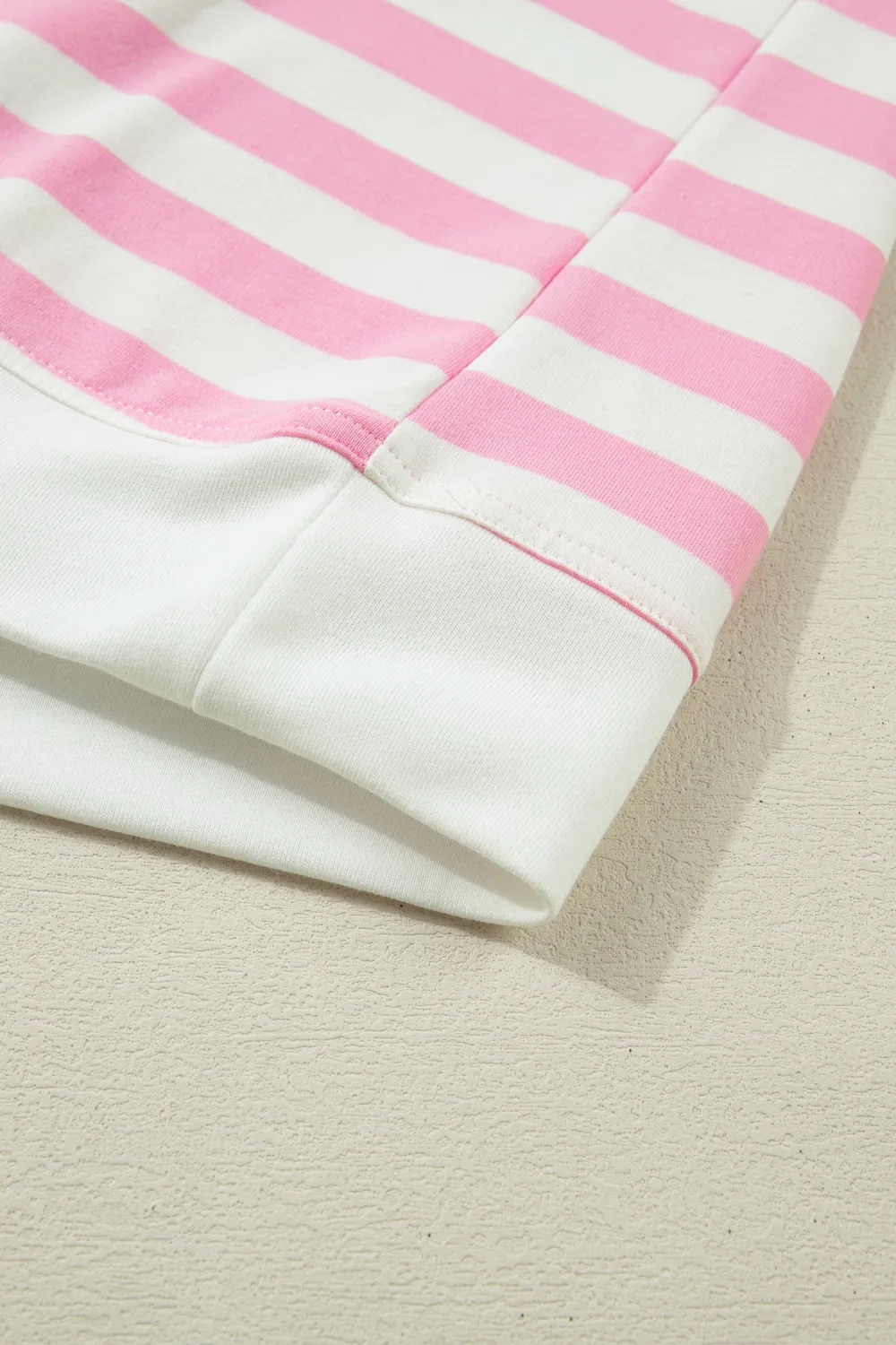 Pink Stripe Collar V Neck Blouse