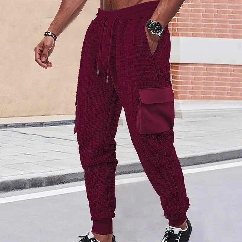 Men's Quilted Cargo Pants Waist Pockets Cargo Pants