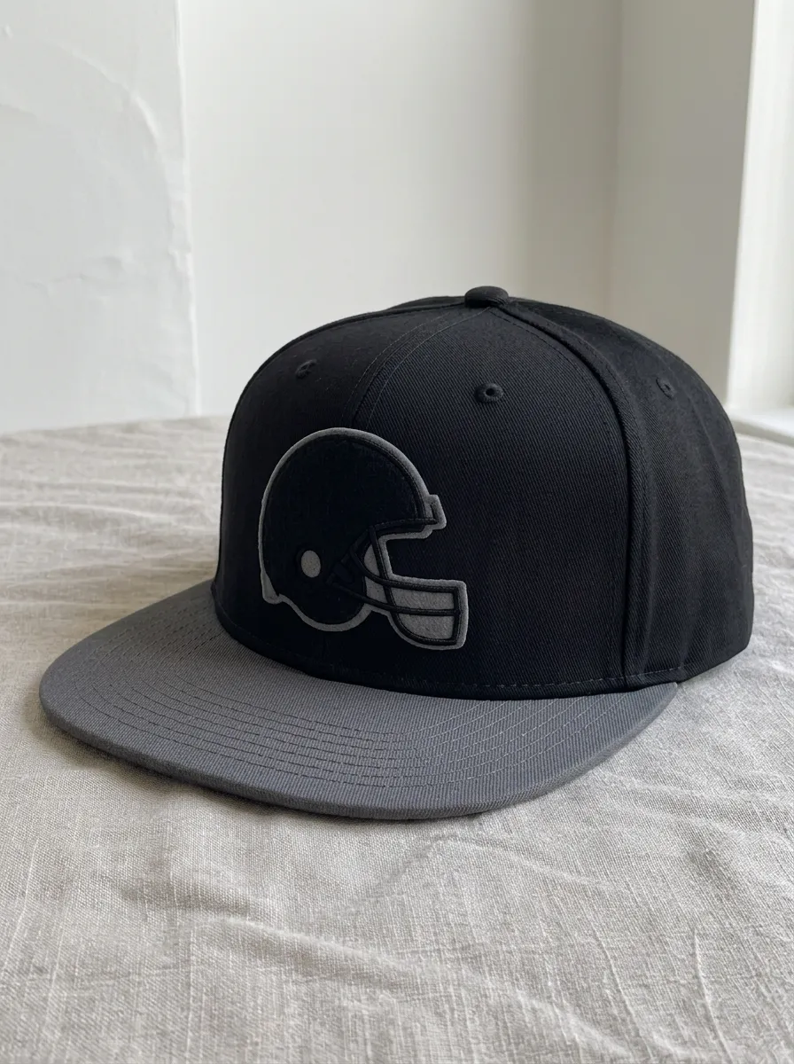 Men's Football Fan Black Helmet Embroidered Snapback Hat