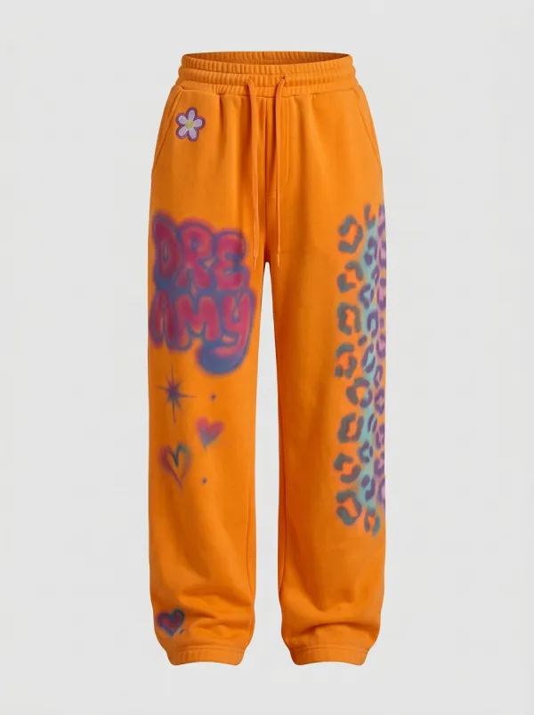 Unisex Streetwear Leopard Airbrush Sweatpants