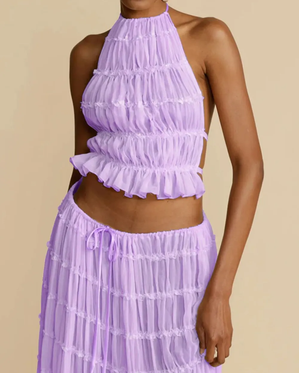 Pleated Back Halter Tank Set