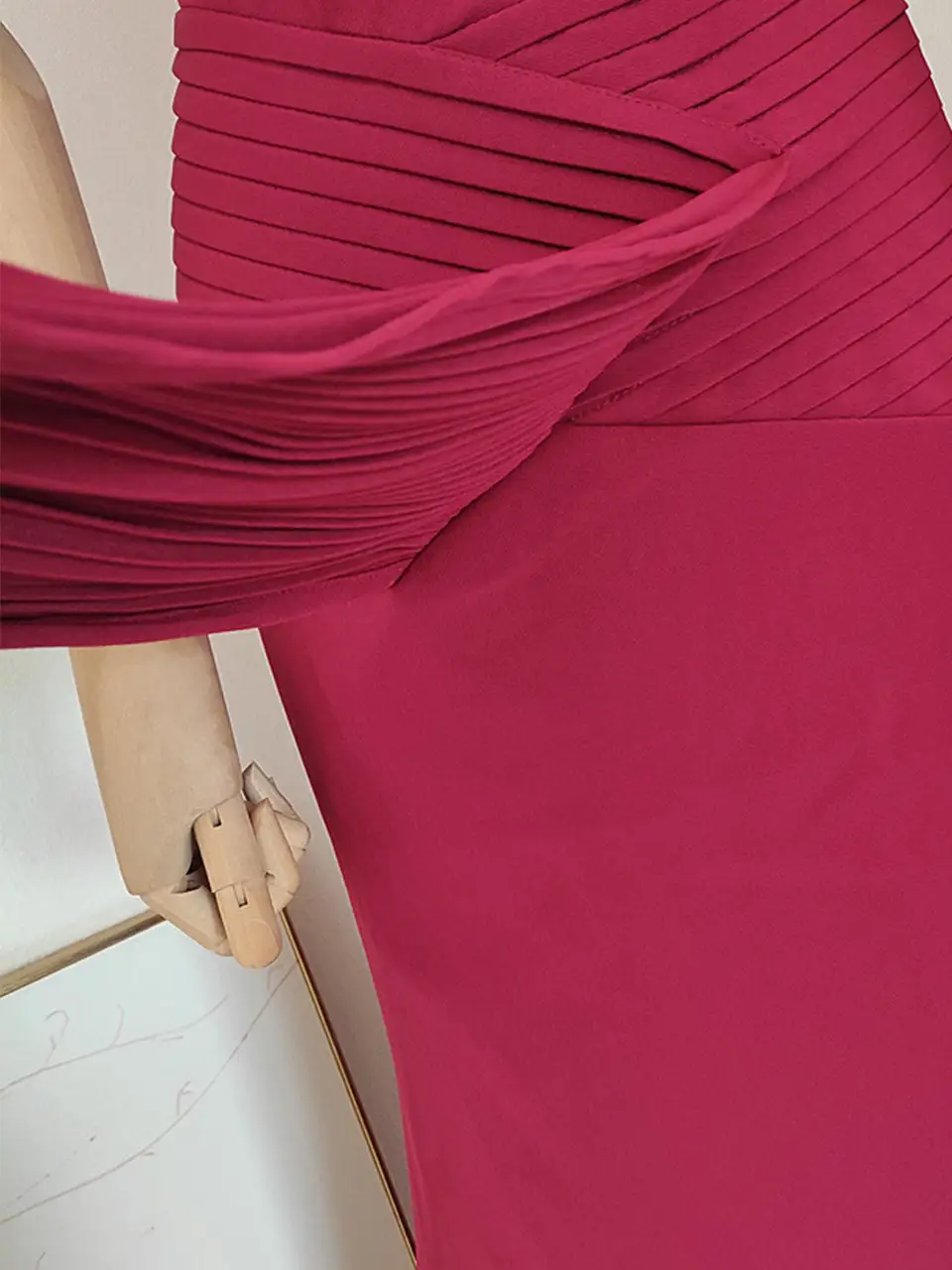 Pleated Off Shoulder Maxi Dress