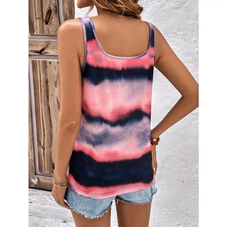Tie Dye Scoop Neck Wide Strap Tank