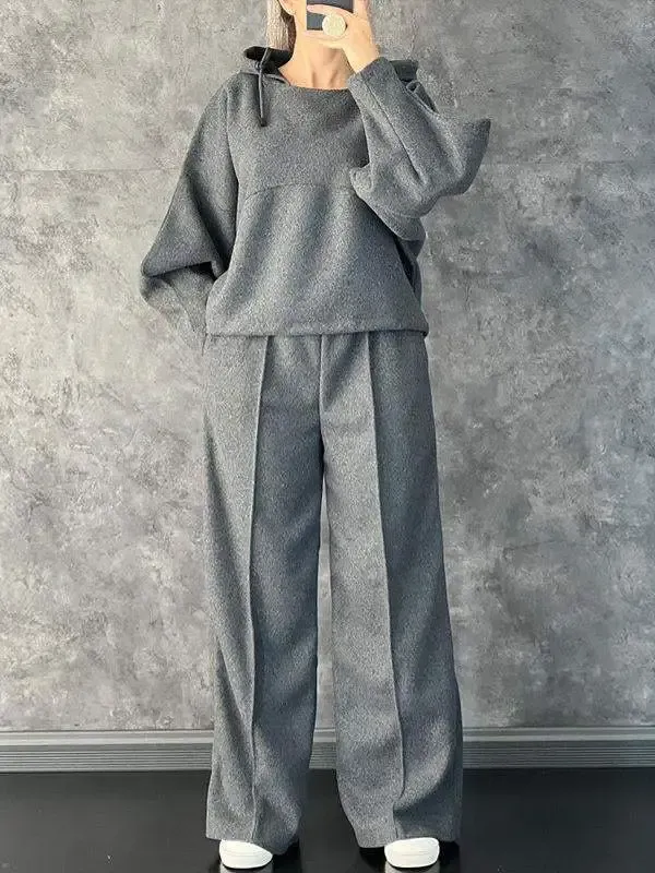 Women's Casual Hooded Solid Color Suit