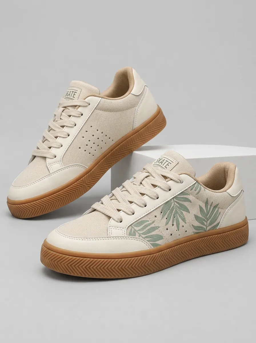 Men's Urban Tropical Leaf Pattern Patterned Street Skate Shoes