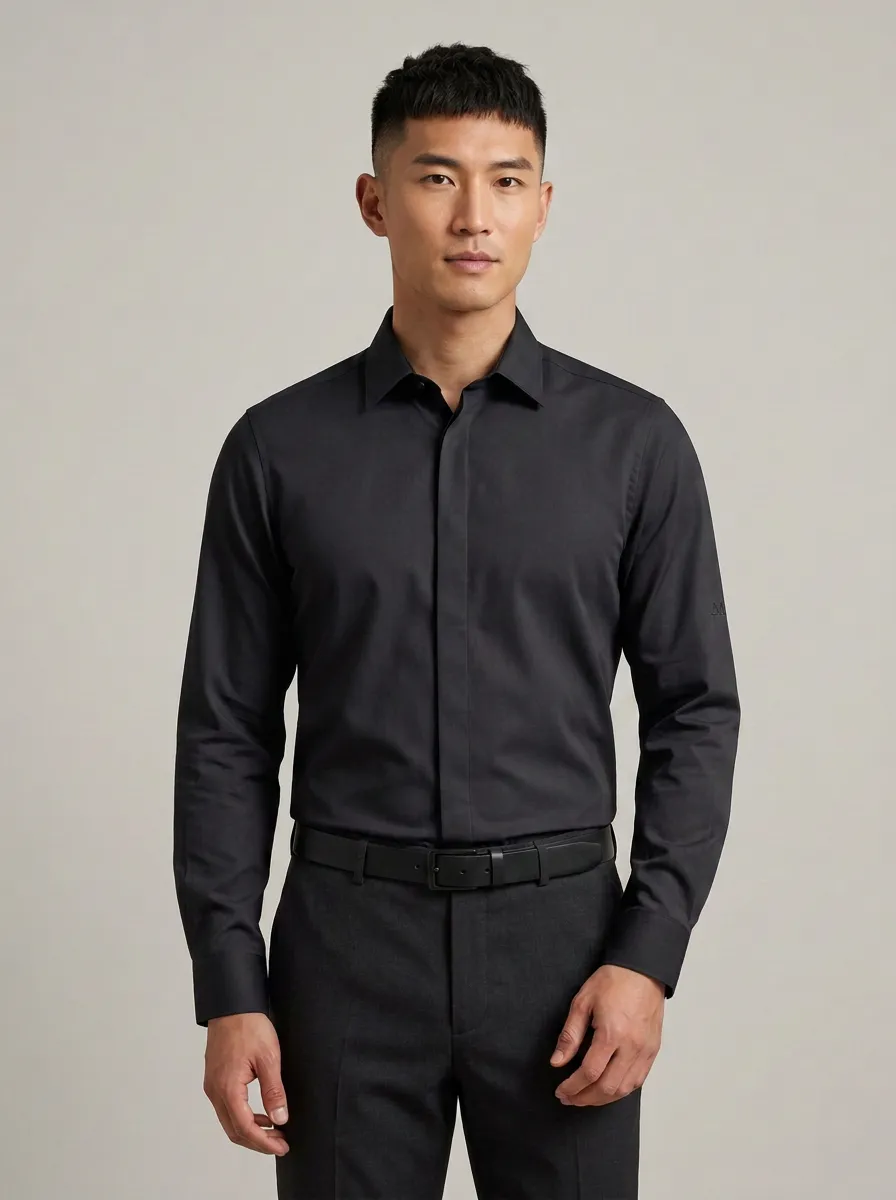 Men's Non-Iron Cotton Solid Sage Green Long Sleeve Shirt