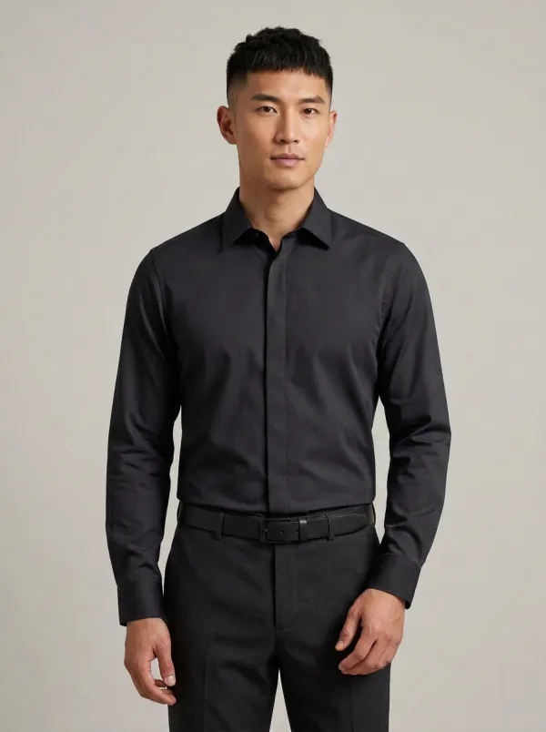 Men's Non-Iron Cotton Solid Sage Green Long Sleeve Shirt