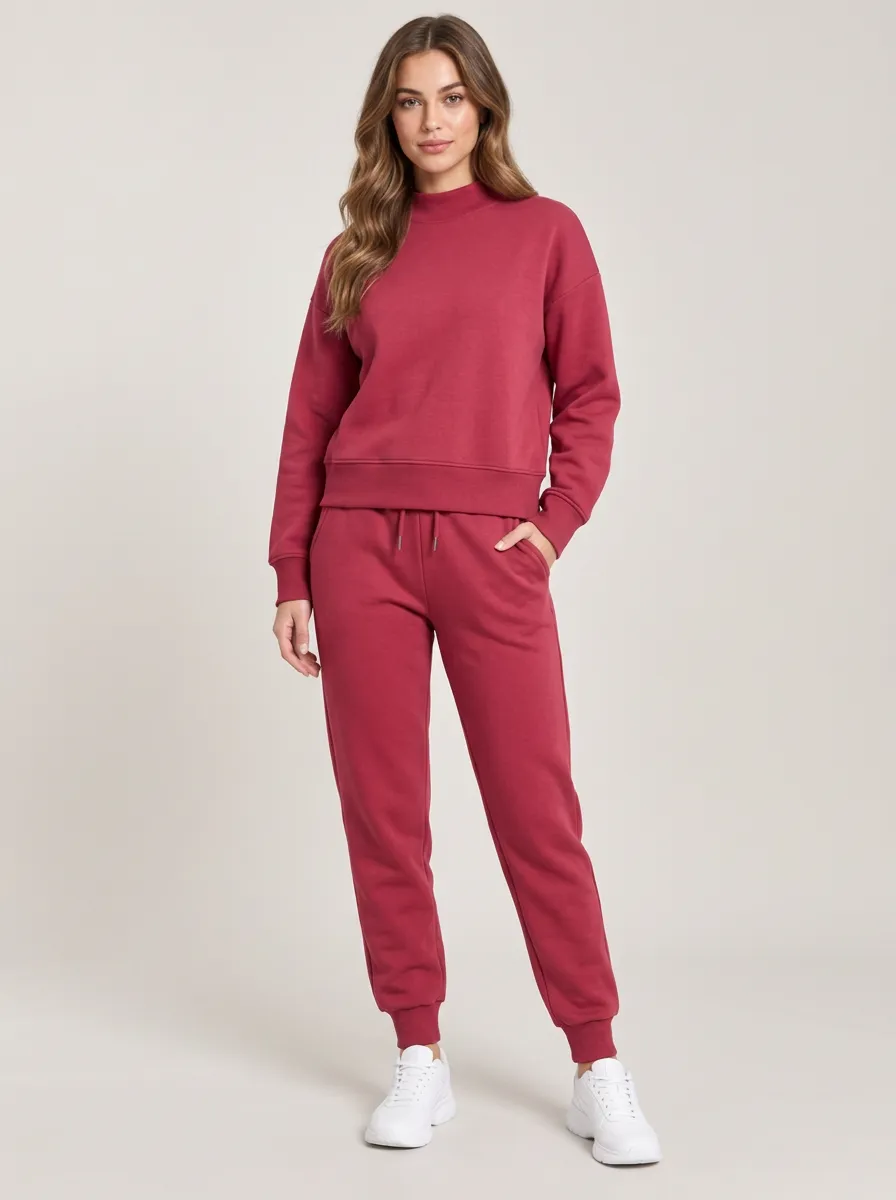 Women's Mock Neck Sweatshirt Jogger Set
