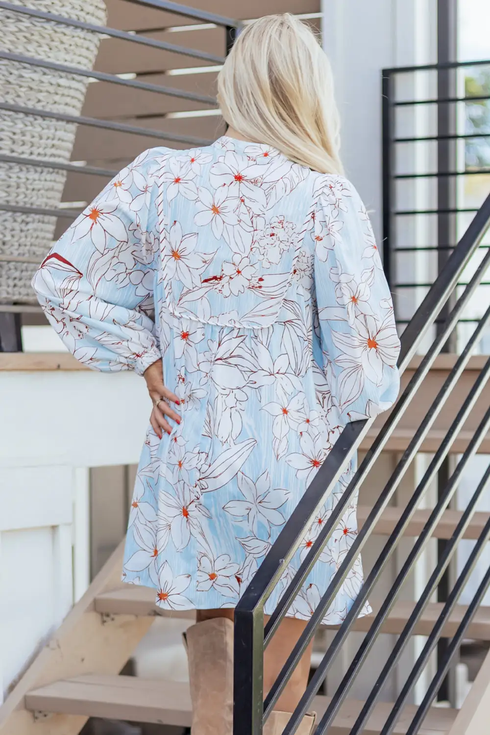 Polished Detail Floral Printed Mini Dress