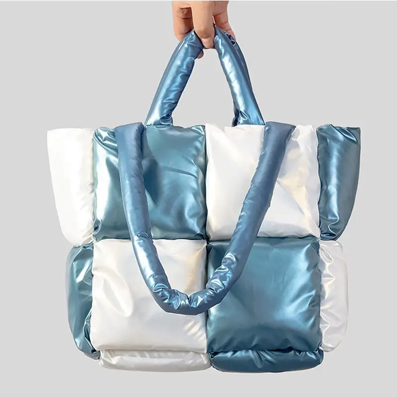 Winter Quilted Cotton Down Shoulder Handbag Horizontal Square