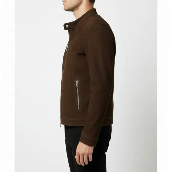 Suede Biker Motorcycle Cafe Racer Jacket