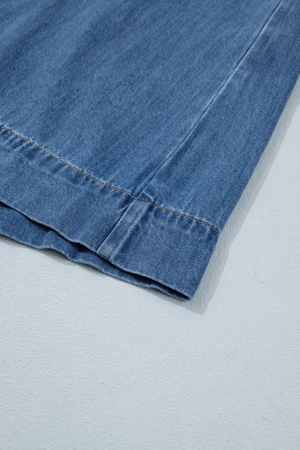 Deep Blue Square Neck Denim Dress