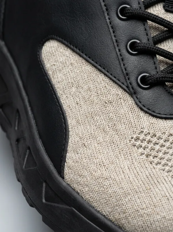 Unisex Casual Sporty Beige Black Colorblock