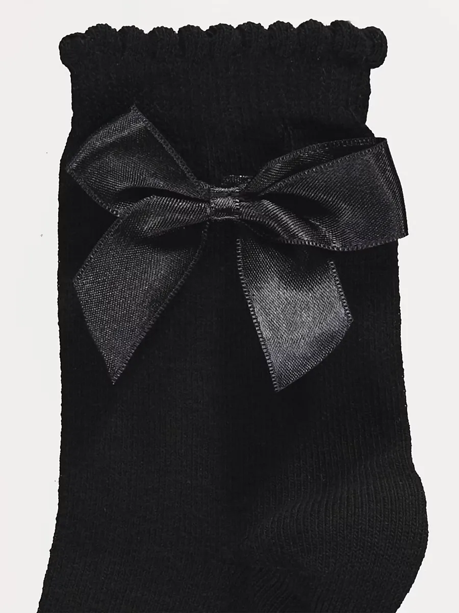 Black Bow Cotton Rich Ankle Socks 3 Pack