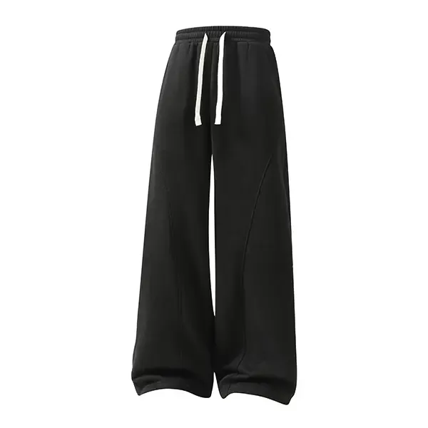 Men's solid-color drawstring trousers with curved hems—casual and comfortable, featuring a relaxed fit suitable for all seasons.