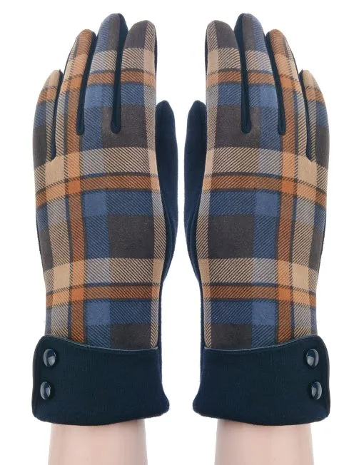 Checked Suede Fashion Gloves