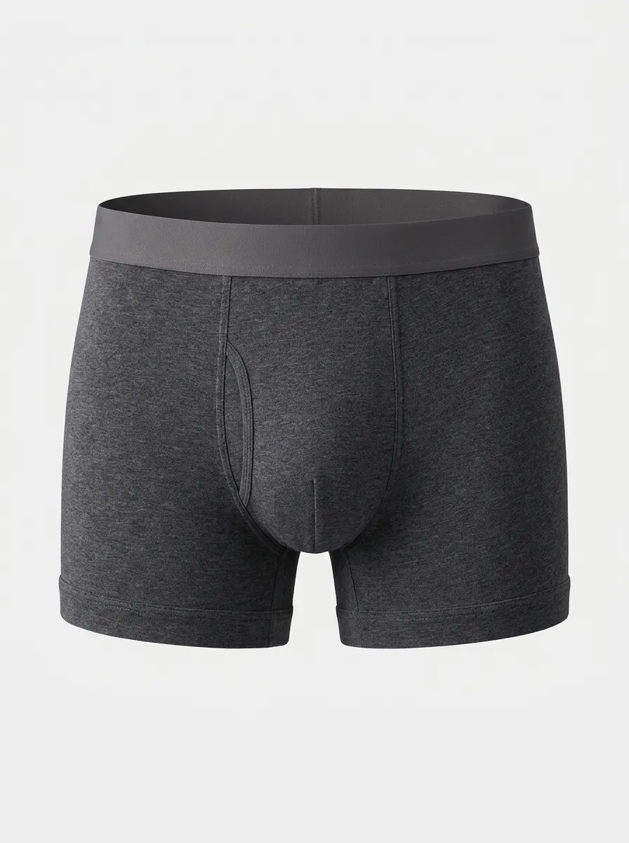 Men's Solid Charcoal Grey Comfortable Cotton Boxer Briefs