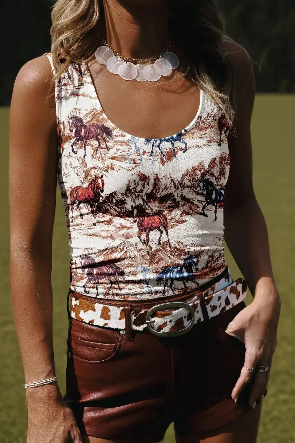 Horse Hat Western Slim Tank Top