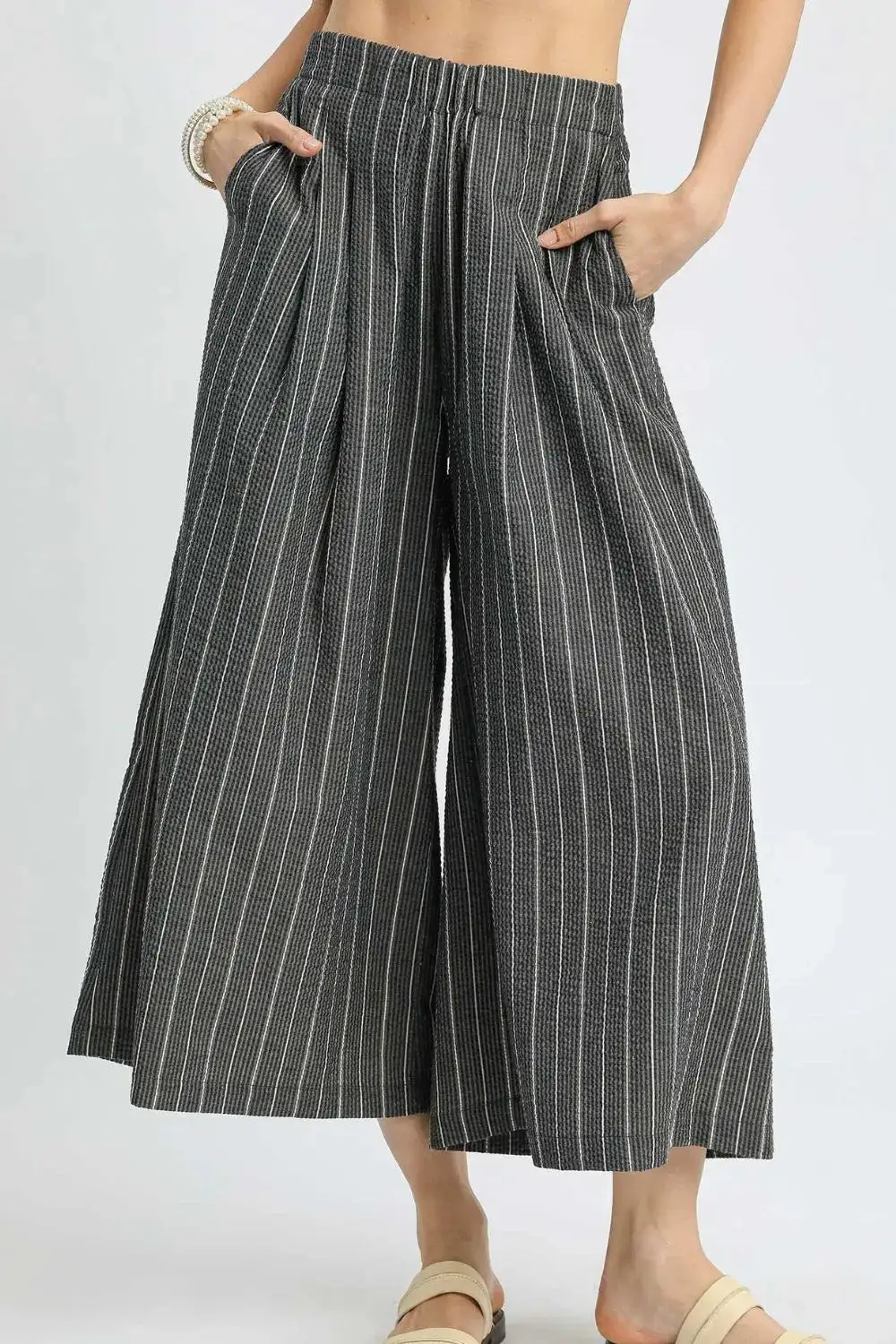 Palazzo Cropped Wide Leg High Waist Pants