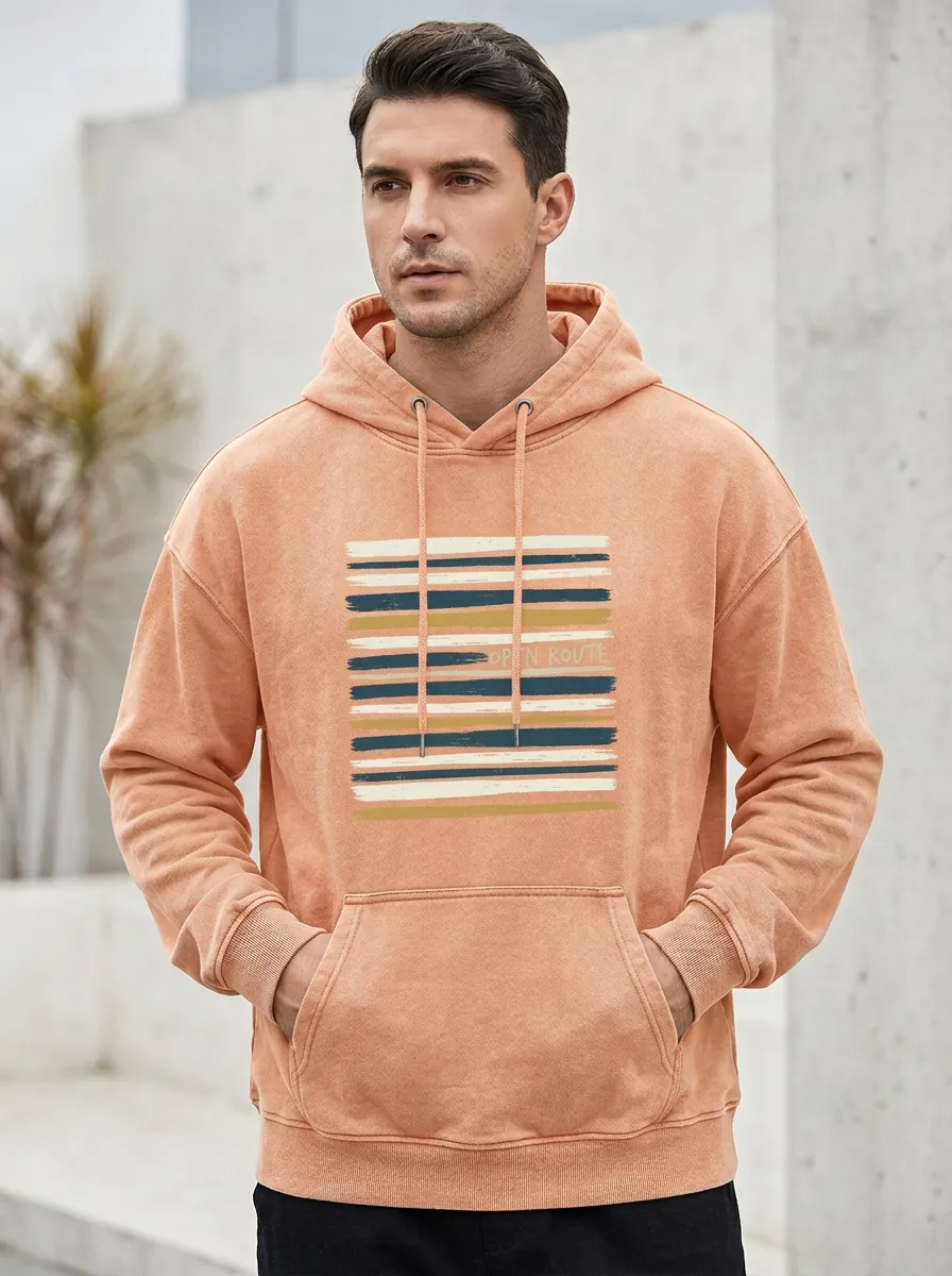 Men's Adventure Striped Print Hoodie