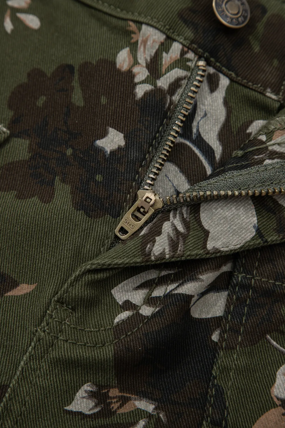 Green Floral Patch Pocket Jeans