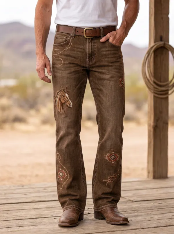 Men's Western Cowboy Horse Southwestern Jeans