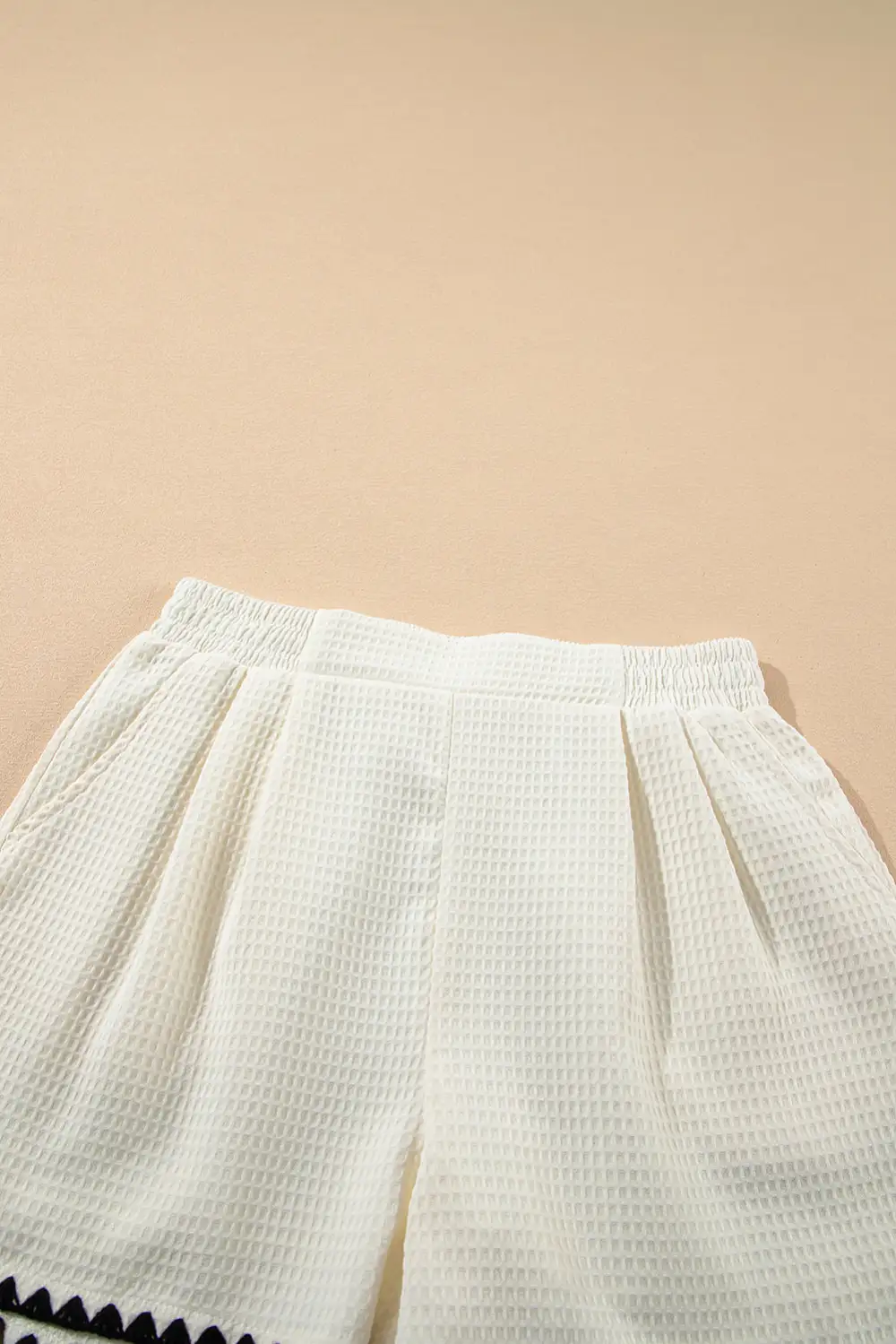 White Waffle Texture Contrast Ricrac Hemline