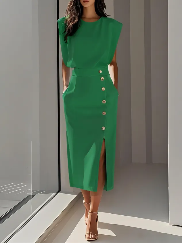 Relaxed Woven Midi Dress